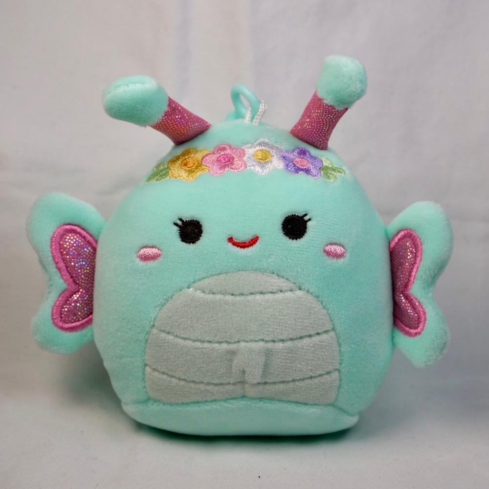 Squishmallow Plush Butterfly Clip - Mint Green and Pink